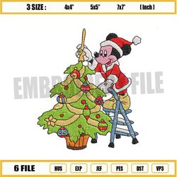 Santa Mickey Mouse Christmas Tree Embroidery Png