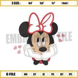 Minnie Mouse Red Heart Embroidery Png