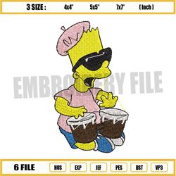 The Simpsons Bart Drumming Embroidery Png