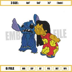 Lilo Kissing Stitch Embroidery Png
