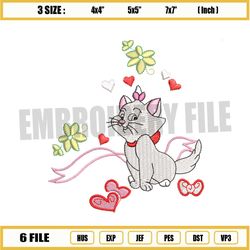 Love Valentine Aristocats Marie Embroidery Png