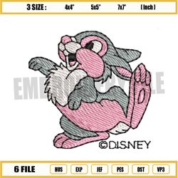 Disney Pink Rabbit Thumber Embroidery Png