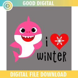 I Love Winter Christmas Pink Baby Shark SVG