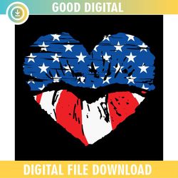 American Flag Heart Lips 4th Of July SVG