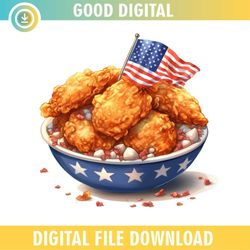 4th Of July American Flag Fried Chicken Watercolor SVG