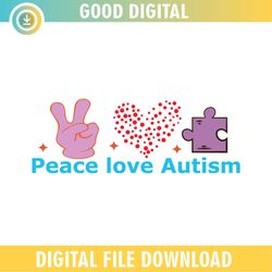 Peace Love Autism Hand Puzzle Piece SVG