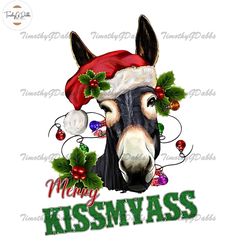 Merry Kissmyass Donkey Png Sublimation Design, Christmas Donkey Png, Christmas Animal Png, Merry Christmas Png