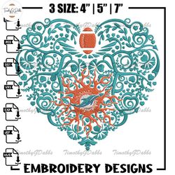 Heart Miami Dolphins embroidery design, Miami Dolphins embroidery, NFL embroidery, sport embroidery, embroidery design..