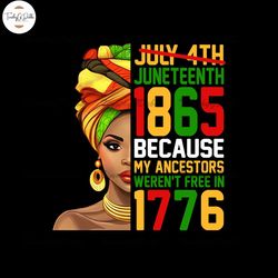 Juneteenth 1865 Because My Ancestors Weren't Free in 1977 Png