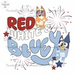 Red White And Bluey Happy 4th Of July PNG