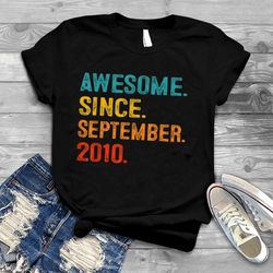 12 Year Old Gift Awesome Since September 2010 12th Bday Boy T Shirt