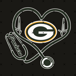 Green Bay Packers Heart Stethoscope Svg, Nfl svg, NFL sport, NFL Sport svg, Sport NFL svg, Sport svg