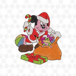 Santa Mickey Mouse Christmas Gifts Embroidery Png