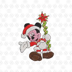 Santa Mouse Christmas Cane Embroidery Png