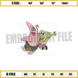 Patrick Star and SpongeBob Embroidery Png