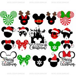 19 Files Svg,Mouse head christmas Bundle, Christmas SVG Bundle, Bundles for Cricut, Mickeyy Santa svg