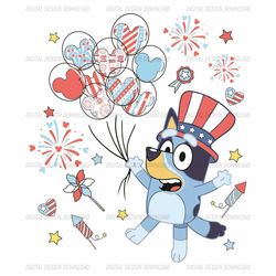 Happy 4th Of July Bluey Get Balloons Design Png
