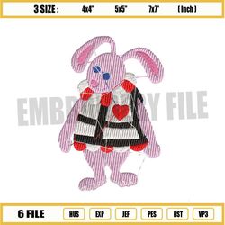 Heart Card Pink Rabbit Embroidery Png
