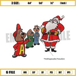 Santa Alvin and The Chipmunks Embroidery Png