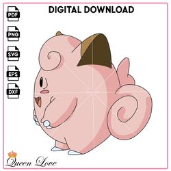 Anime Ash Ketchum Pink Pokemon Clefairy SVG