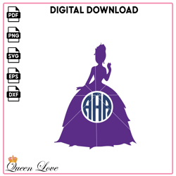 Disney Tiana Princess Monogram SVG Silhouette