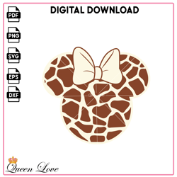 Minnie Mouse Giraffe Pattern Head SVG
