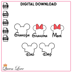 Mouse Head Family SVG, Disney Family Vacation SVG PNG Digital Downloads