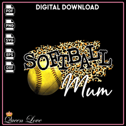 Softball Mum Leopard, Softball Mom Sublimation, Softball vector, Softball PNG