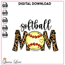 Softball mom cute sublimation, Softball leopard, Softball png, Mom Leopard