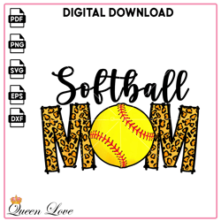 Softball mom sublimation, Softball leopard, Softball png, Mom Leopard