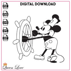 Steamboat Willie Digital Files - SVG/PDF/PNG/JPeg - Mickey Mouse Coloring Pages