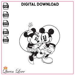 Valentine's Mickey and Minnie Heart SVG