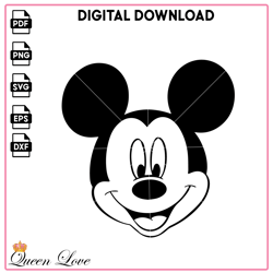 Mickey Mouse Face SVG, Disney SVG, Kids Coloring Pages