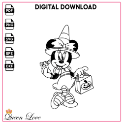 Halloween Minnie Mouse Witch SVG, Disney SVG, Coloring Pages