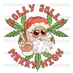 Holly Jolly Merry High, Christmas png, Christmas weed