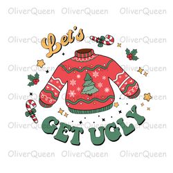 Let's Get Ugly, Retro Christmas PNG, Christmas png