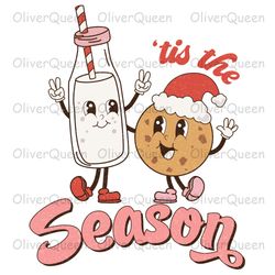 Milk & Cookie Tts, Retro Christmas PNG, Christmas png