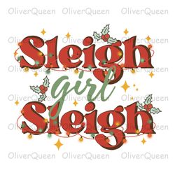 Sleigh Girl Sleigh, Retro Christmas png, Merry Christmas png