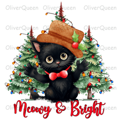 Meowy And  Bright, Christmas PNG, Christmas PNG Sublimation