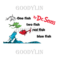 One Fish Two Fish Red Fish Blue Fish Svg, Dr Seuss Svg, Fish Svg, Cat In The Hat Svg, Dr Seuss Gifts, Dr Seuss Shirt