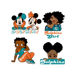 Miami Dolphins Girl Bundle Svg, Miami Dolphins Svg, Sport Svg, Nfl Svg, Dolphins Svg, Dolphins Team, Black Girl Dolphins
