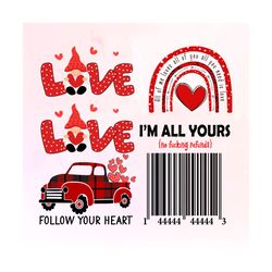 Truck Valentine PNG, Follow Your Heart, Pink Valentine, Funny Cute Valentine PNG, Happy Valentine Day PNG, Quotes PNG