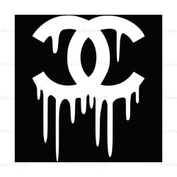 Coco Chanel White Drip Logo SVG, Chanel Logo SVG, CC Logo SVG, Logo SVG, Fashion Logo SVG, Brand Logo SVG