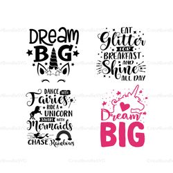 Big Dream SVG, Dance With Fairies Ride A Unicorn SVG, Unicorns SVG, Designs Valentine Bundle Svg, Valentines Svg, Valent