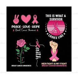 Peace Love Hope Breast Cancer Awareness SVG, Breast Cancer Awareness SVG, Designs Breast Cancer Svg Bundle, Breast Cance