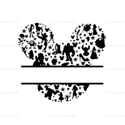 Mickey Head Disney Monogram SVG, Walt Disney Characters SVG, Disney SVG, Disney Characters SVG, Cartoon, Movie Silhouett