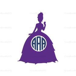 Disney Princess Monogram SVG, Tiana Princess SVG, Disney SVG, Disney Characters SVG, Cartoon, Movie Silhouette