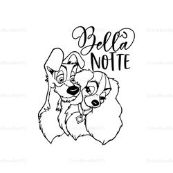 Bella Notte SVG, Lady and The Tramp SVG, Disney Dog SVG, Disney SVG, Disney Characters SVG, Cartoon, Movie Silhouette