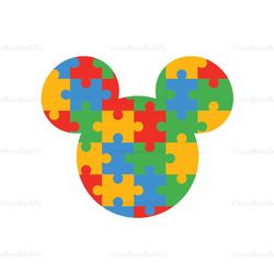 Mickey Mouse Head SVG, Cartoon Leopard Puzzle Disney SVG, Disney SVG, Disney Characters SVG, Cartoon, Movie Silhouette