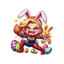 Rage Chibi Captain Marvel Happy Easter Eggs PNG